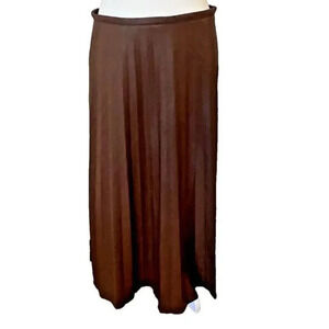 Canadian‎ MAXMRKT Medium Brown Pleated Midi Skirt Western Basic Boho Fall